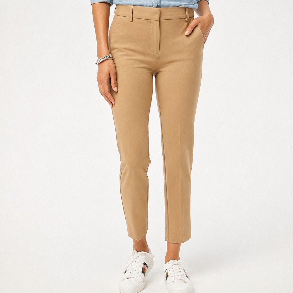 J Crew Ruby Crop Pant 8P Camel Slim Stretch Twill Career Minimal Travel Office
